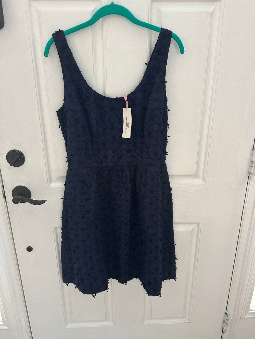 Vineyard Vines Navy Textured Scoop-Neck Mini Dress